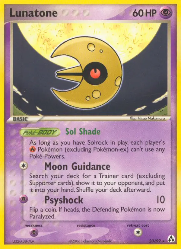 Lunatone Rare Pokemon card #20 from Legend Maker