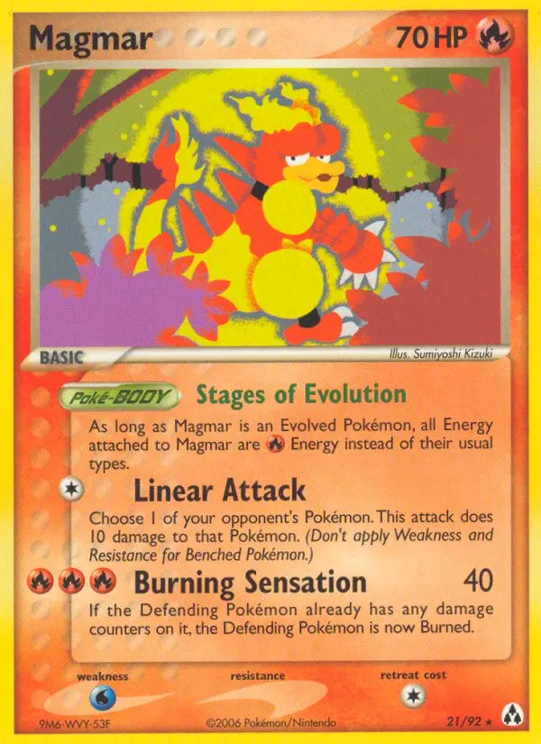 Magmar Rare Pokemon card #21 from Legend Maker