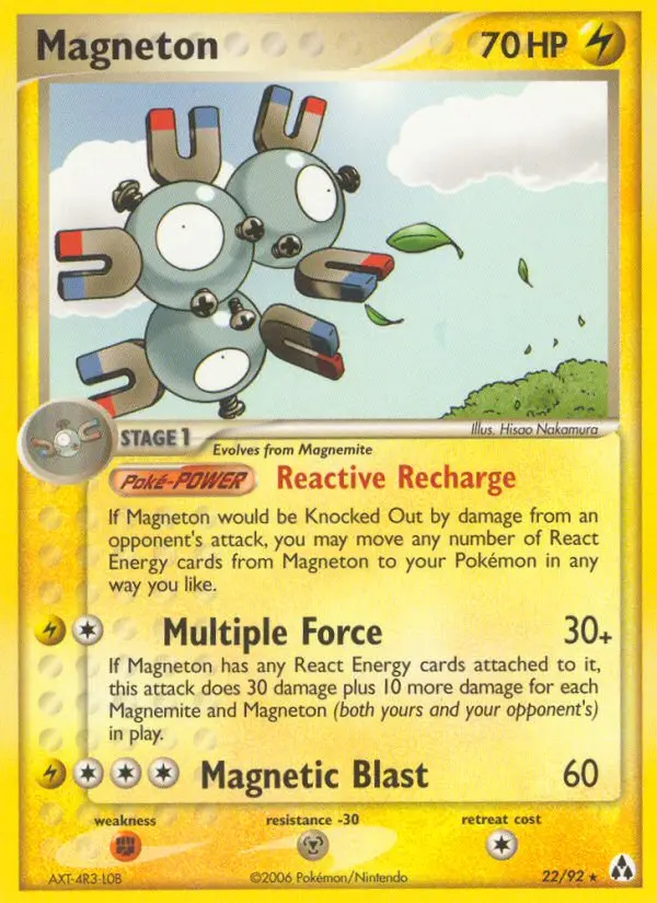 Magneton Rare Pokemon card #22 from Legend Maker