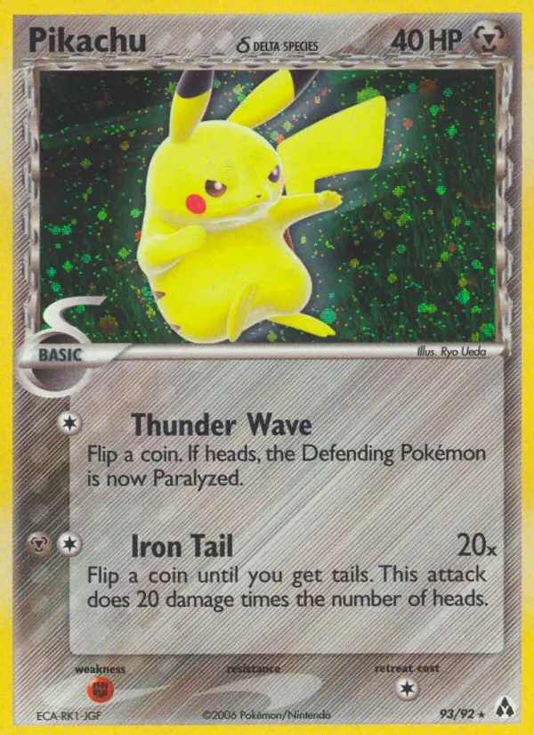 Pikachu δ Rare Pokemon card #93 from Legend Maker