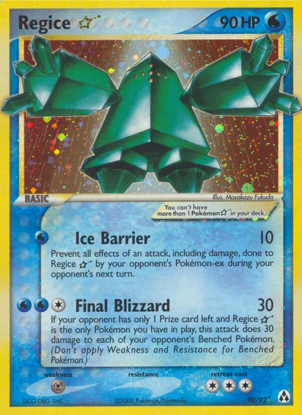 Regice Star Rare Pokemon card #90 from Legend Maker