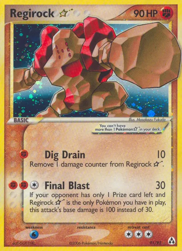 Regirock Star Rare Pokemon card #91 from Legend Maker