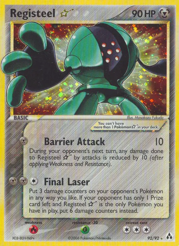 Registeel Star Rare Pokemon card #92 from Legend Maker