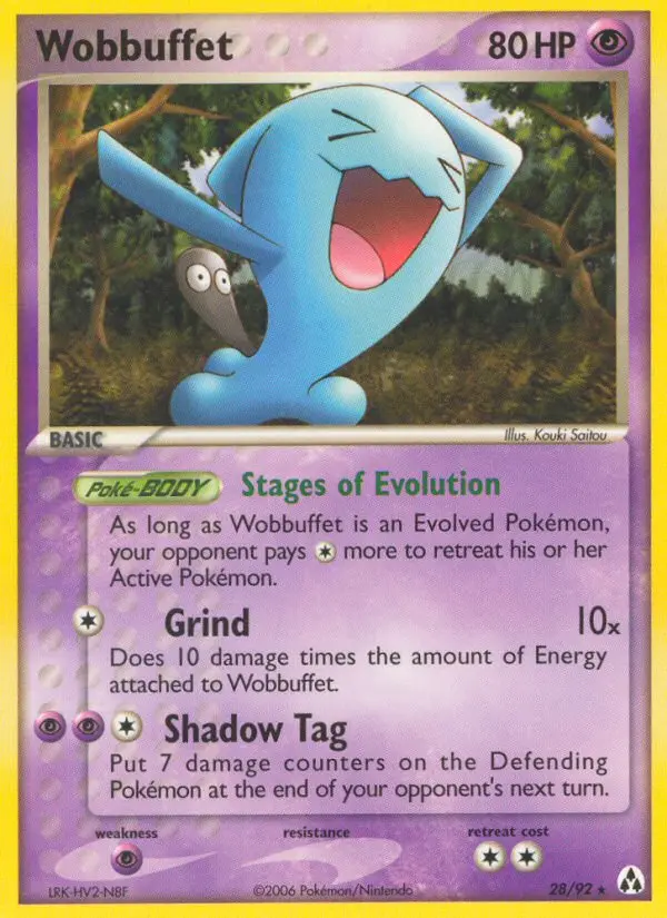 Wobbuffet Rare Pokemon card #28 from Legend Maker