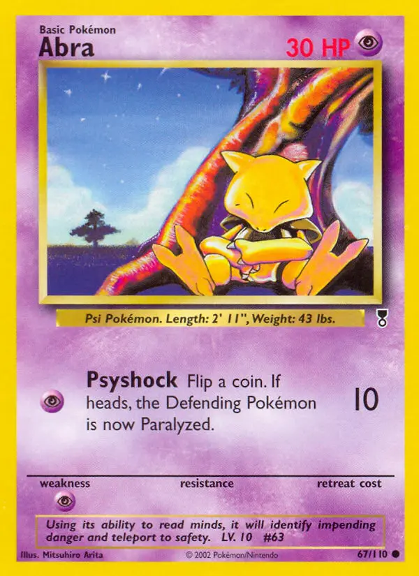 Abra Common Pokemon card #67 from Legendary Collection
