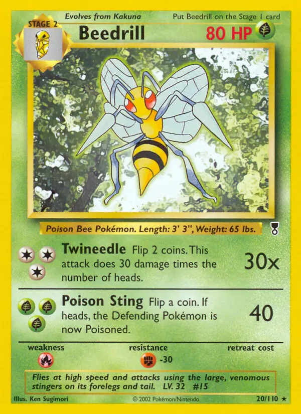 Beedrill Rare Pokemon card #20 from Legendary Collection