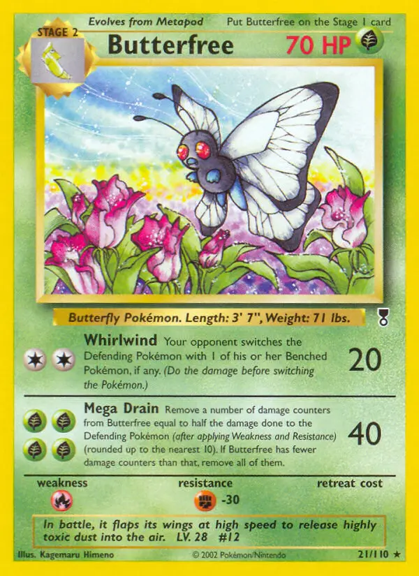 Butterfree Rare Pokemon card #21 from Legendary Collection