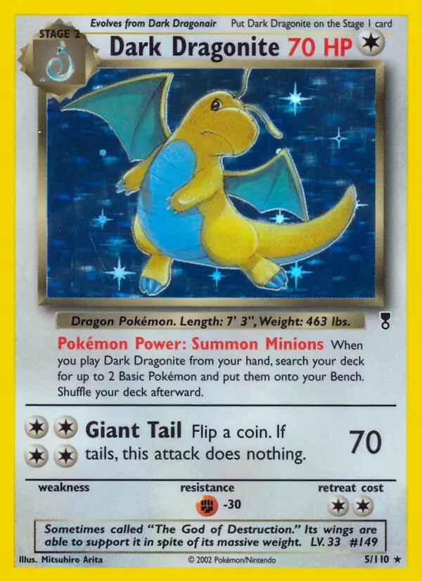 Dark Dragonite Rare Pokemon card #5 from Legendary Collection