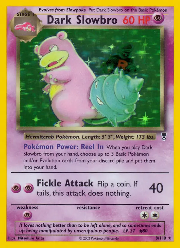 Dark Slowbro Rare Pokemon card #8 from Legendary Collection