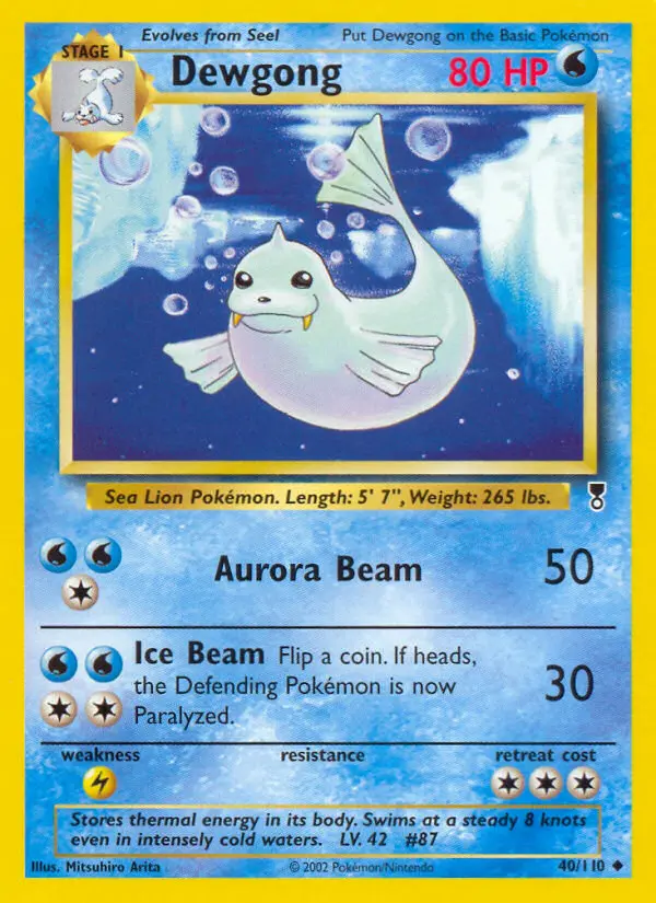 Dewgong Uncommon Pokemon card #40 from Legendary Collection