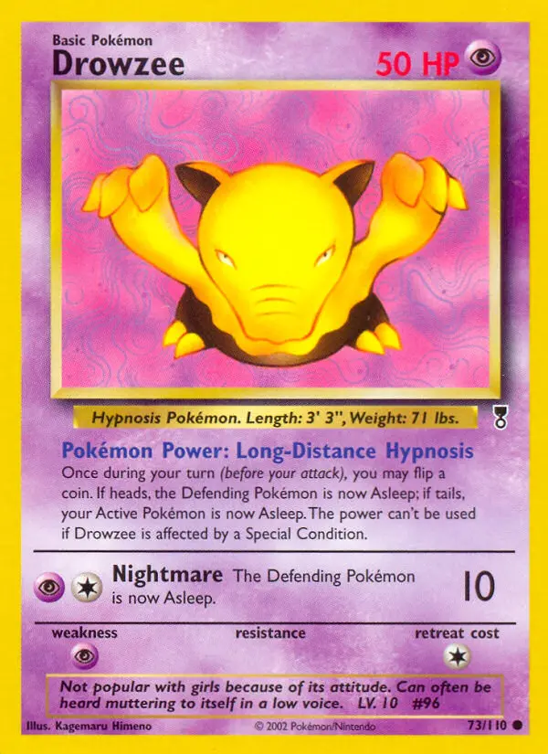 Drowzee Common Pokemon card #73 from Legendary Collection