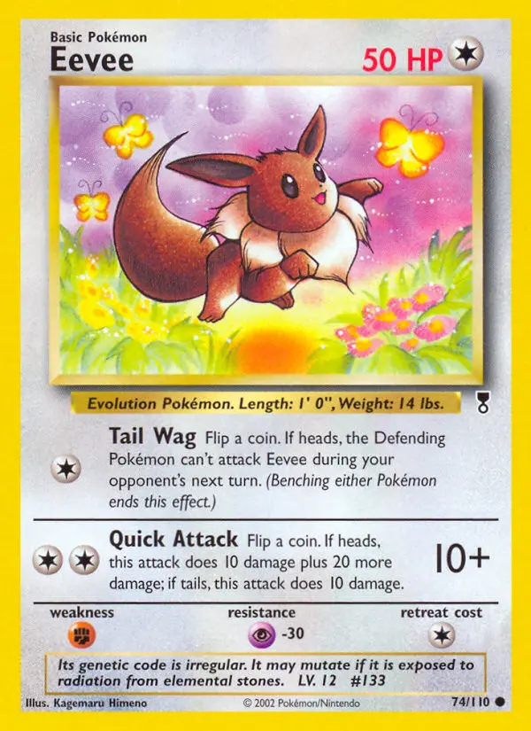 Eevee Common Pokemon card #74 from Legendary Collection