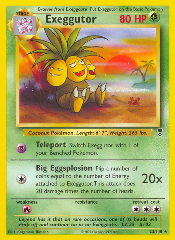 Exeggutor Rare Pokemon card #23 from Legendary Collection