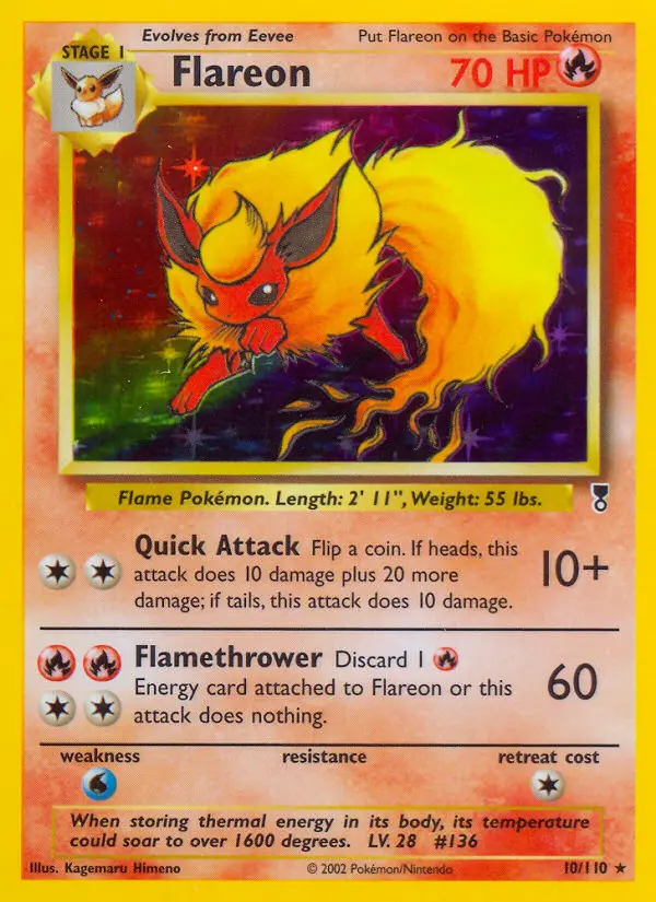 Flareon Rare Pokemon card #10 from Legendary Collection
