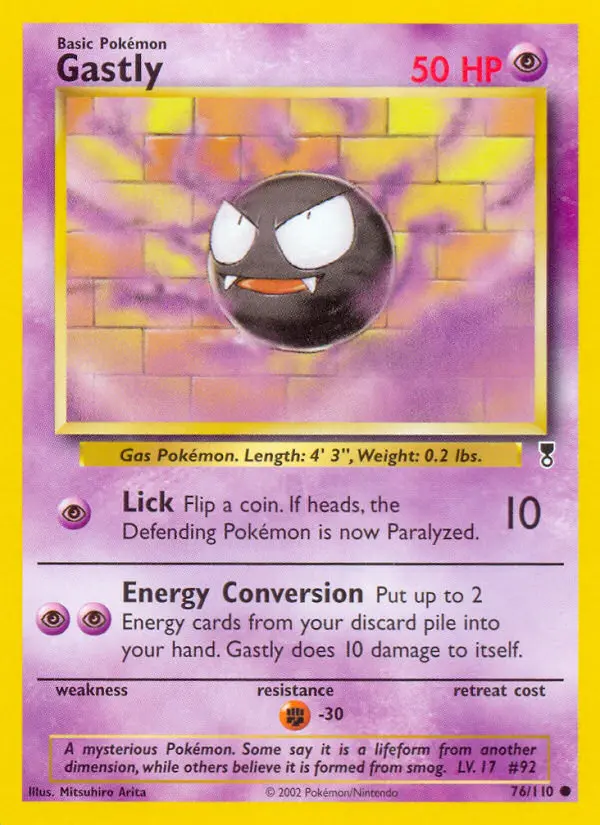 Gastly Common Pokemon card #76 from Legendary Collection