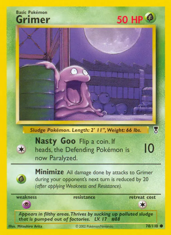 Grimer Common Pokemon card #78 from Legendary Collection