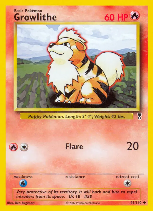 Growlithe Uncommon Pokemon card #45 from Legendary Collection