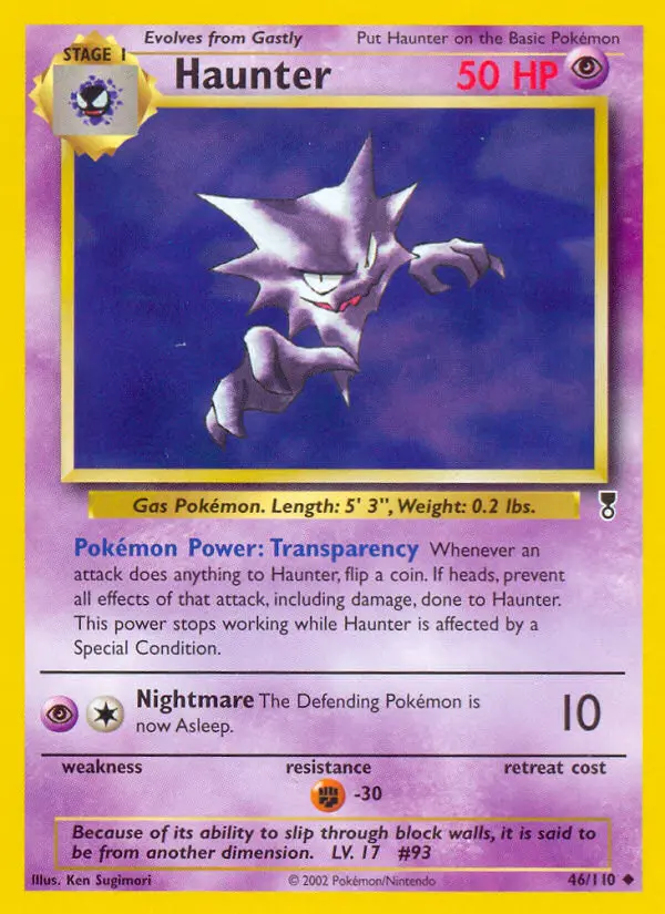 Haunter Uncommon Pokemon card #46 from Legendary Collection