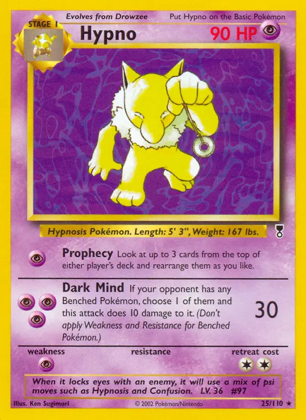 Hypno Rare Pokemon card #25 from Legendary Collection