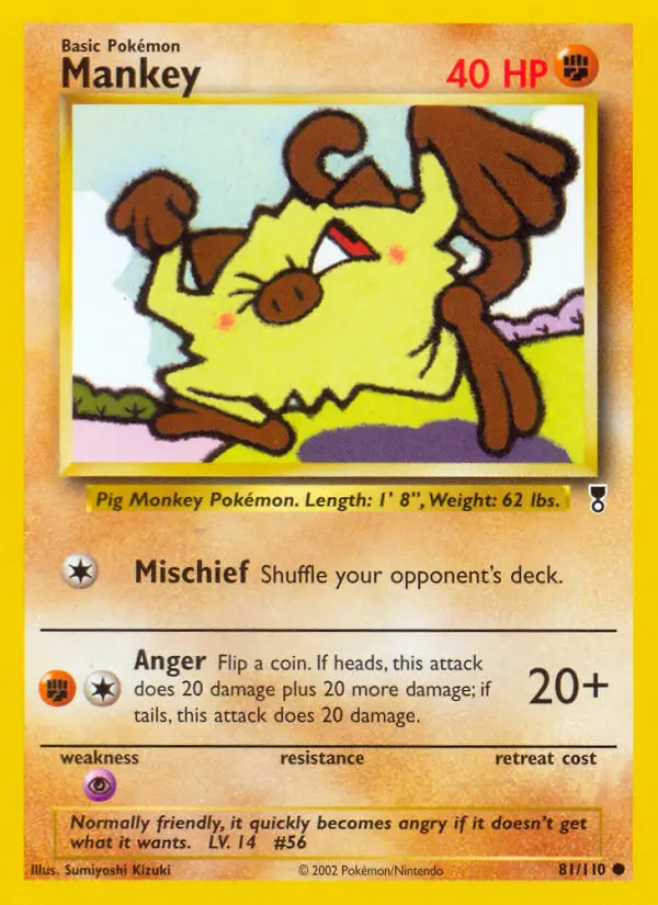 Mankey Common Pokemon card #81 from Legendary Collection