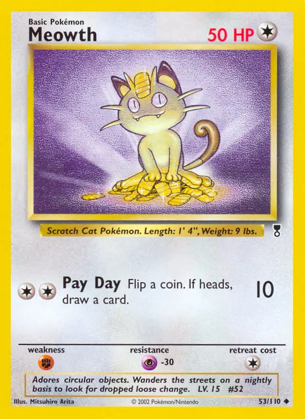 Meowth Uncommon Pokemon card #53 from Legendary Collection