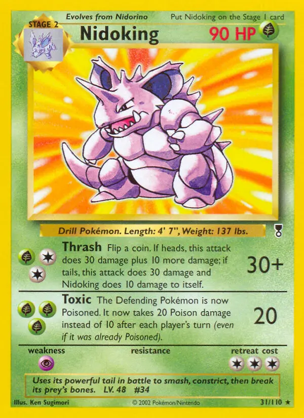 Nidoking Rare Pokemon card #31 from Legendary Collection