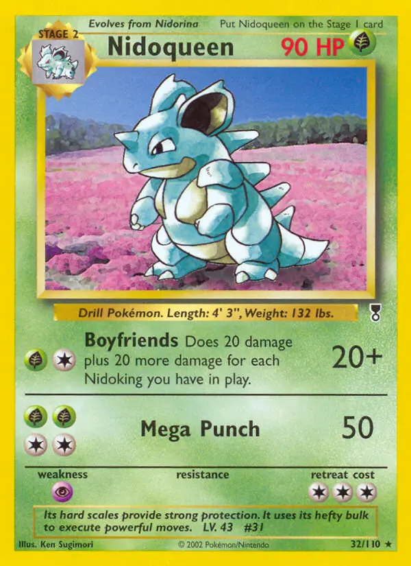 Nidoqueen Rare Pokemon card #32 from Legendary Collection