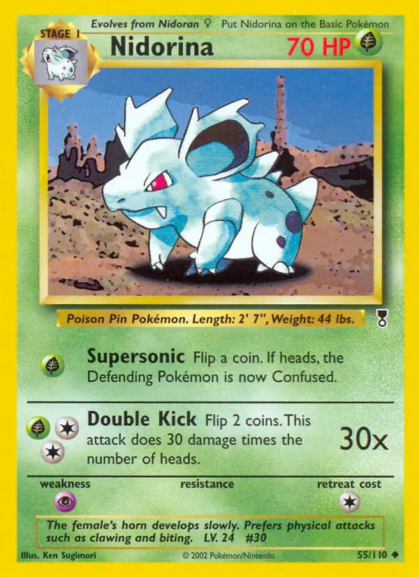 Nidorina Uncommon Pokemon card #55 from Legendary Collection