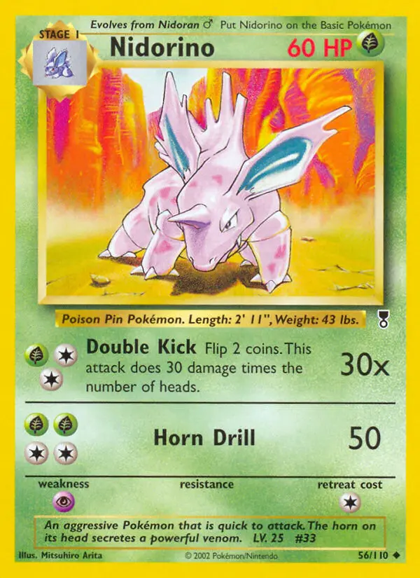 Nidorino Uncommon Pokemon card #56 from Legendary Collection