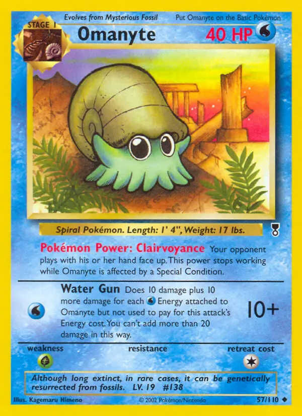 Omanyte Uncommon Pokemon card #57 from Legendary Collection
