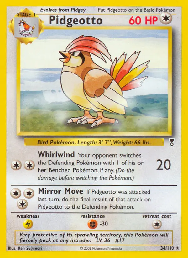 Pidgeotto Rare Pokemon card #34 from Legendary Collection