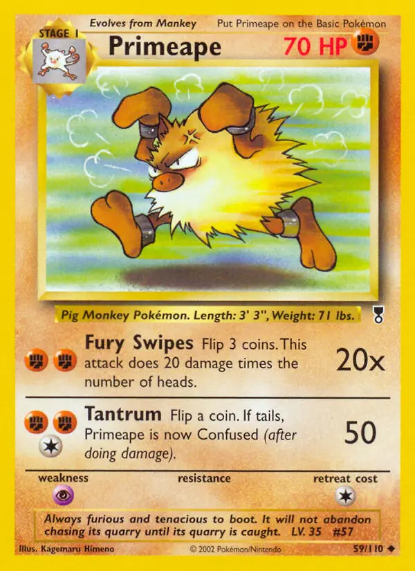 Primeape Uncommon Pokemon card #59 from Legendary Collection