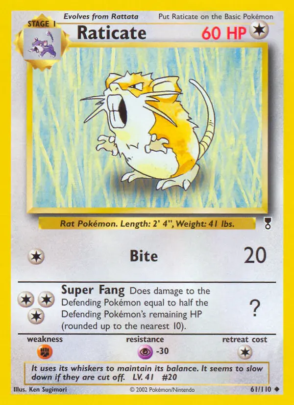 Raticate Uncommon Pokemon card #61 from Legendary Collection