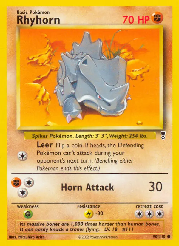 Rhyhorn Common Pokemon card #90 from Legendary Collection