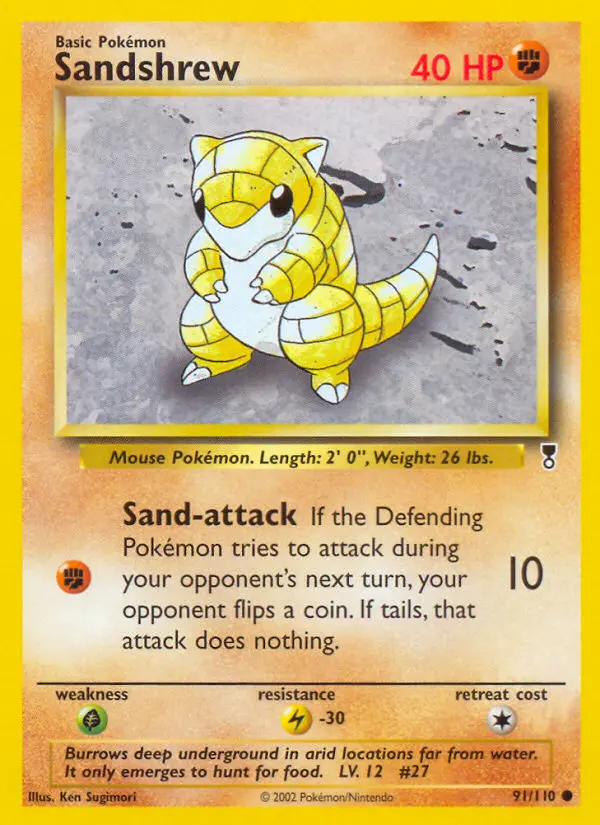 Sandshrew Common Pokemon card #91 from Legendary Collection