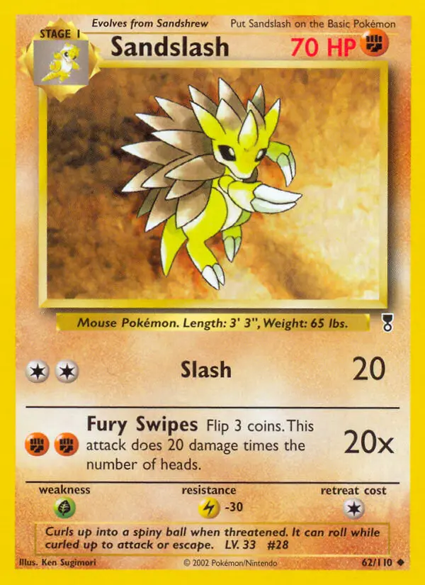 Sandslash Uncommon Pokemon card #62 from Legendary Collection