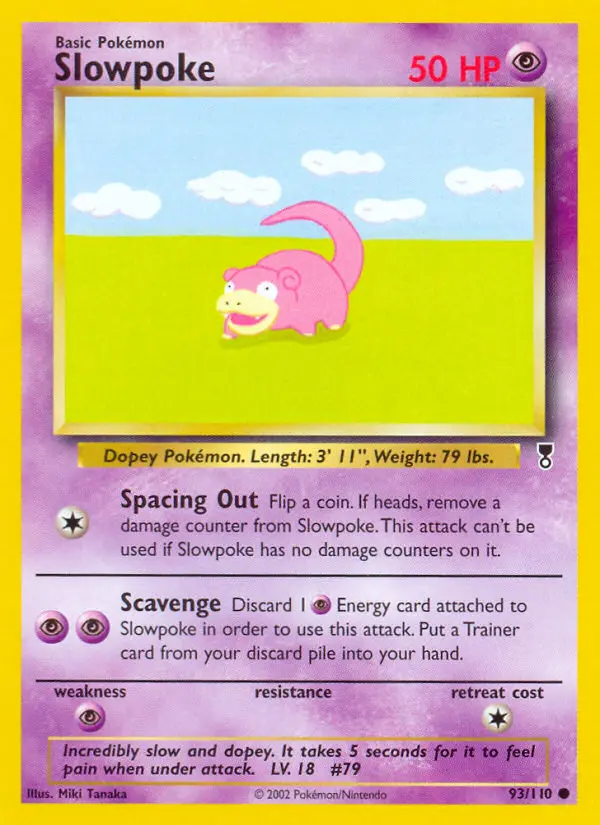 Slowpoke Common Pokemon card #93 from Legendary Collection