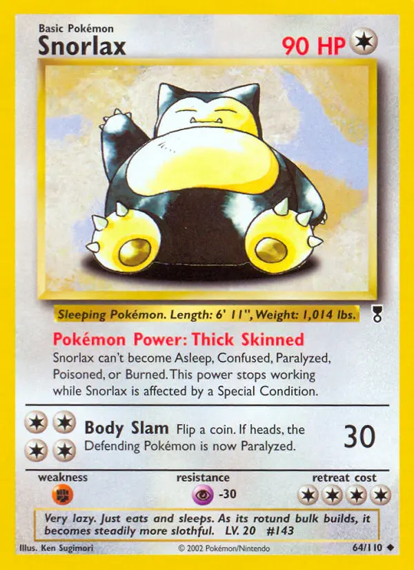 Snorlax Uncommon Pokemon card #64 from Legendary Collection