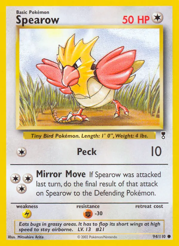 Spearow Common Pokemon card #94 from Legendary Collection