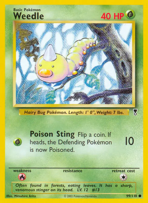 Weedle Common Pokemon card #99 from Legendary Collection