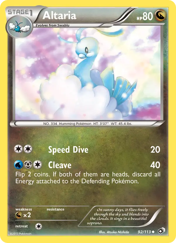 Altaria Uncommon Pokemon card #92 from Legendary Treasures