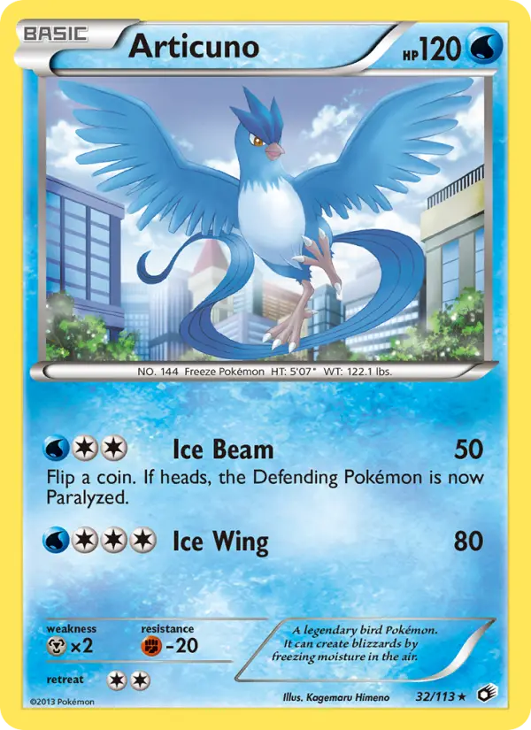 Articuno Rare Pokemon card #32 from Legendary Treasures