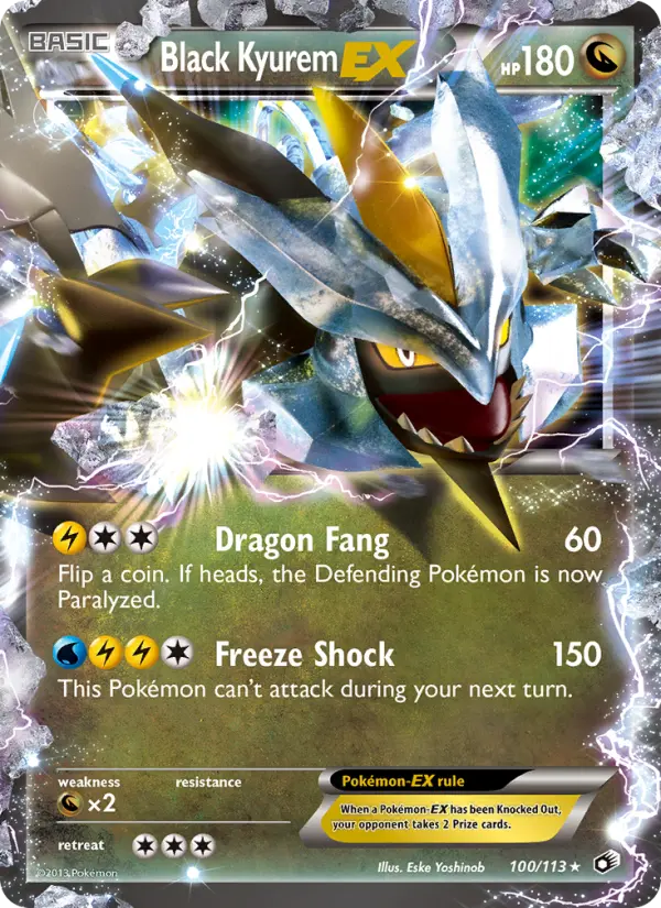 Black Kyurem-EX Rare Pokemon card #100 from Legendary Treasures