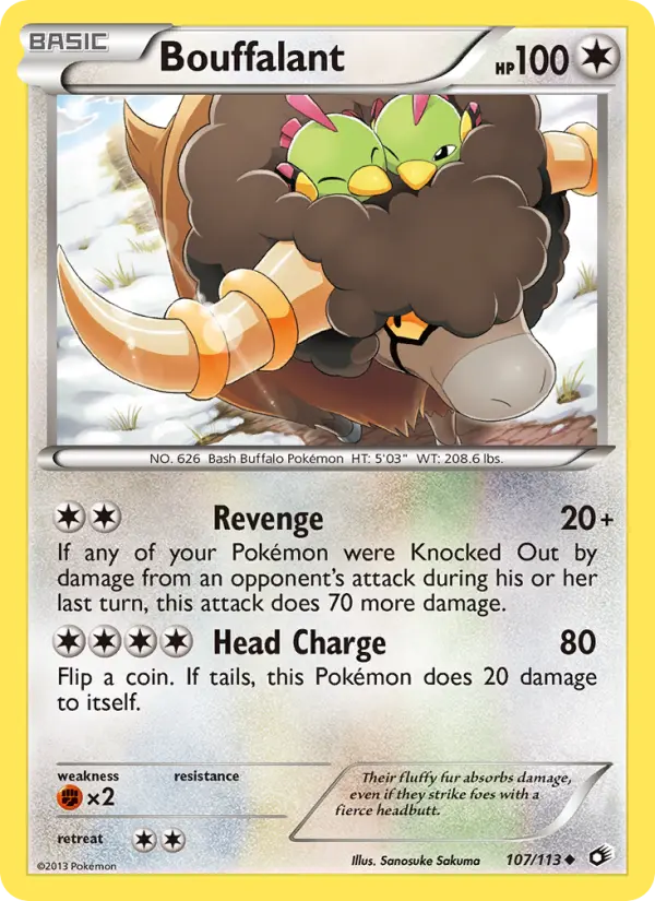 Bouffalant Uncommon Pokemon card #107 from Legendary Treasures