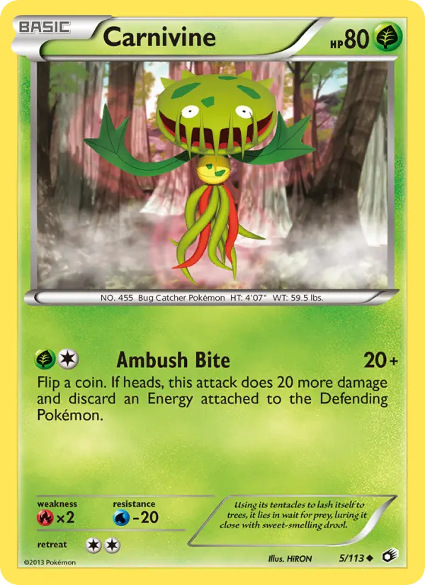 Carnivine Uncommon Pokemon card #5 from Legendary Treasures