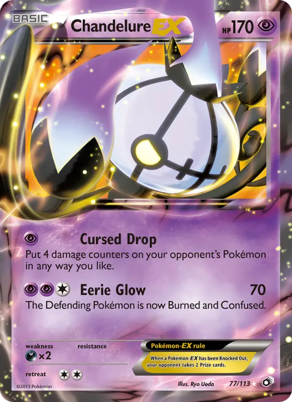 Chandelure-EX Rare Pokemon card #77 from Legendary Treasures