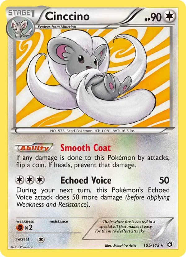 Cinccino Rare Pokemon card #105 from Legendary Treasures