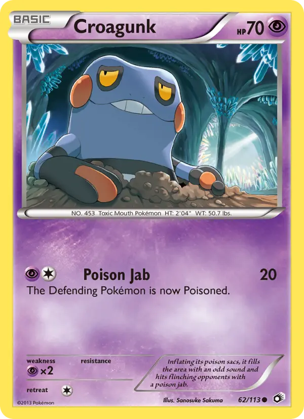 Croagunk Common Pokemon card #62 from Legendary Treasures