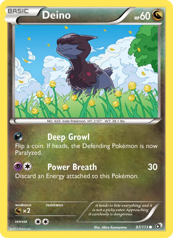 Deino Common Pokemon card #97 from Legendary Treasures