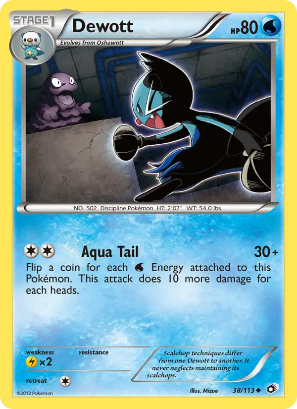 Dewott Uncommon Pokemon card #38 from Legendary Treasures
